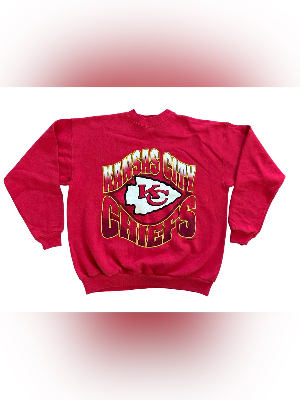 Vintage 90s Kansas City Chiefs NFL Spellout Crewneck Sweatshirt Hanes XL Red